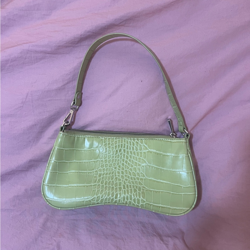 JW Pei Eva Shoulder Handbag in Sage Green Croc - Picture 2 of 5